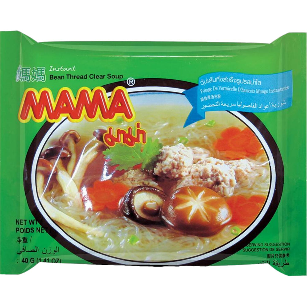 MAMA Sopa Instantánea de Fideos de Vidrio Transparente - Comida deliciosa y rápida con sabores orientales - Auténtica cocina tailandesa - 30 x 40g