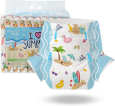 CutiePlusU Pañales para adultos, paquete de 10, pañales desechables para mujeres y hombres, máxima absorbencia durante la noche - I Love Summer (tamaño mediano 71-96 cm)
