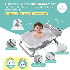 Bañera plegable para bebés con almohada de baño y termómetro integrado Madre e Hijo Naty Shop