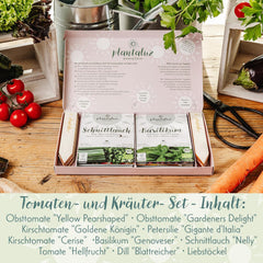Plantaluz Bio Premium Saatgut Set – 10 Sorten Tomaten & Kräuter Samen – Samenfeste Bio-Qualität Für Garten & Balkon – Liebevolle Geschenkidee Inkl. Beschriftbarer Pflanzenstecker