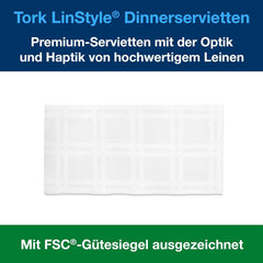 Șervețele de masă Tork Linstyle albe, 1/4 pliere, 19,5 × 19,5 cm, 14 נ50 șervețele, 509410