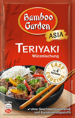Bamboo Garden - Mezcla de condimentos Teriyaki, Gewürzmischung für Teriyaki, Für 4 Portionen, Ohne Geschmackverstärker und Konservierungsstoffe, 1 x 25 g (Verpackungsdesign kann abweichen)