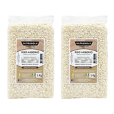 Arroz Arborio Italiano Artesanal, arroz de grano grande y con almidón, ideal para sopas, risottos y ensaladas de arroz, envasado al vacío en 2 bolsas de 1kg