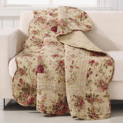 Greenland Home Antique Rose - estampado floral clásico y tradicional - 100% algodón, manta acolchada, 127 X 152,4 cm, color crudo Camas y fundas Greenland Home Fashions