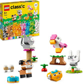 LEGO Classic Creative Animals, cutie cu cărămizi colorate, construiește figurine de animale din cărămizi precum câine, pisică, iepure, hamster și pasăre, jucărie de construcție pentru băieți și fete de la 5 ani 11034 Seturi de constructie Besuche den LEGO-Store Singur