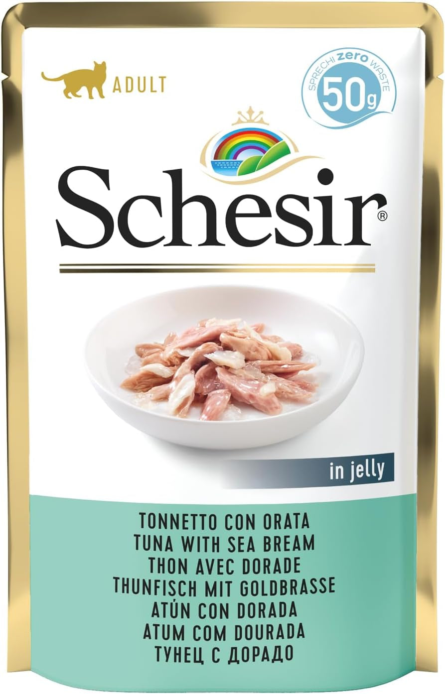 Cat Jelly Tuna With Seabass, hrană umedă pentru pisici, 30 pungi X 50 g