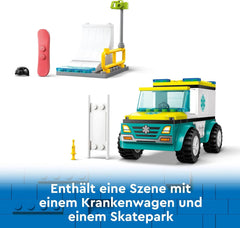 LEGO City Ambulancia y snowboarder, set de juego de ambulancia con coche de juguete y 2 minifiguras, figura de snowboarder y paramédico, regalo imaginativo para niños y niñas a partir de 4 años 60403 Juegos de construcción Besuche den LEGO-Store