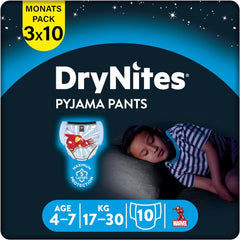 HUGGIES Pañales de noche Drynites, para niños 4-7 años (17-30 kg), 30 piezas Naty Shop