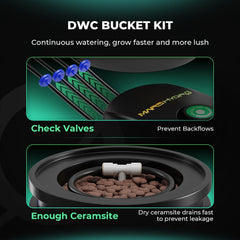 Mars Hydro DWC Sistema de cultivo hidropónico, cultivo de agua profunda de 5 galones, bomba de aire de 8 W, manguera de aire multiusos, piedra de aire, 2 cubos y kit de recipiente de goteo