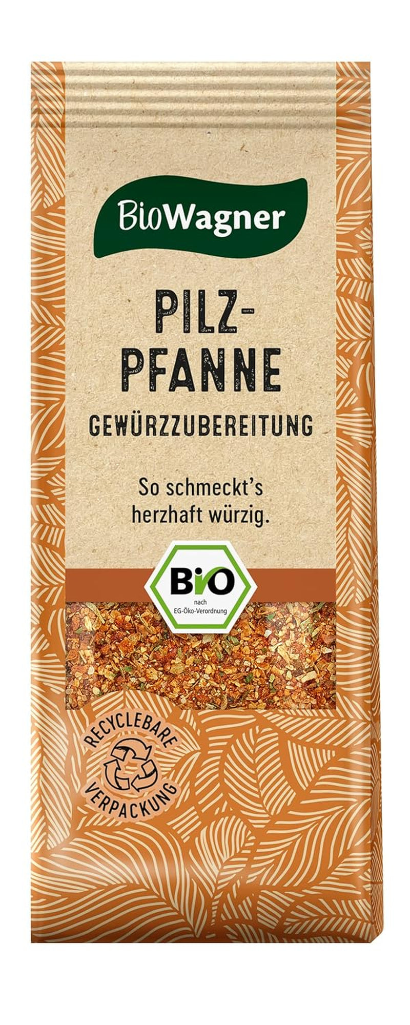 BioWagner - Bio Pilzpfanne Gewürzzubereitung | Geschmack intensivo-pikant | naturbelassene Bio-Zutaten | embalaje reciclable | 60 gramos