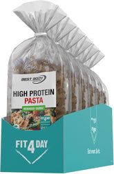 Pasta Proteica Best Body Nutrition 6 x 200 g - Tagliatelle Alto en Proteínas Fit4Day - 61% de Proteínas, Bajo en Carbohidratos, Vegano y Sin Lactosa, Sin Soja - Proteína de Guisante de Alta Calidad - Para Dietas Bajas en Carbohidratos