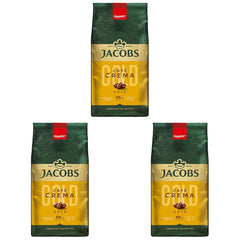 Boabe de cafea Jacobs Café Crema Gold 1kg – Corp plin, aromat, cu note fructate, boabe Arabica și Robusta, intensitate 5/10, ideal pentru Café Crema (pachet de 3)