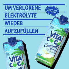 Vita Coco Agua Pura de Coco 12 X 330 ml, crema hidratante natural con electrolitos, sin gluten, llena de vitamina C y potasio Bebidas sin alcohol Naty Shop