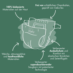 Scutece ecologice Eco by Naty Baby Eco Diapers - scutece organice premium, ecologice, fabricate din materiale pe bază de plante, ideale pentru pielea sensibilă a bebelușilor (mărimea 5 - 80 de bucăți)