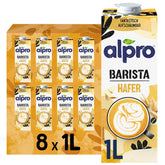 Alpro Barista Haferdrink – Zum Aufschäumen – Vegan und milchfrei – Von Natur aus lactosefrei – Rich an Ballaststoffen, Calcium and Vitaminen – 8 x 1 L – Haltbar