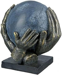 Casablanca design modern GILDE Deco Sculptură Figura Salvați lumea - Glob în mâini - Înălțime 19 cm Statuete si sculpturi Naty Shop Bronz, gri, negru Înălțime 19 cm