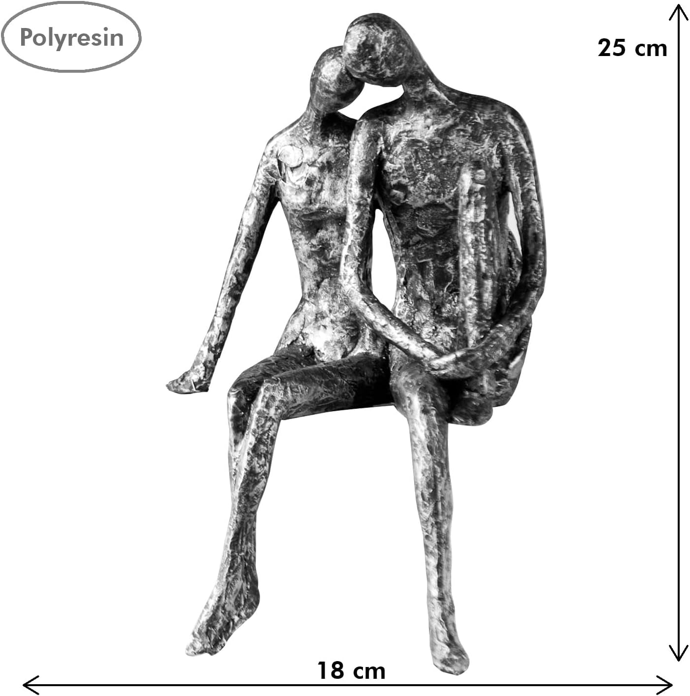Casablanca Sculptură - Figurină decorativă Cuplu - Poliresină - Culoare: argint antic Înălțime 25 cm Statuete si sculpturi Naty Shop