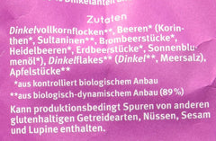 Muesli con sabor a bayas de espelta Hof, sin azúcar, 425 g