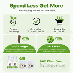 Juego de cápsulas de semillas con sistema de cultivo hidropónico para jardinería interior de 40 piezas - Regular