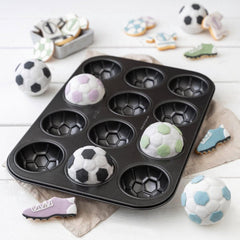 Zenker 12Er Muffinform – Muffinbackblech Für Muffins Und Cupcakes Aus Der Serie Soccer Baking– Hitzebeständiges 12Er Muffinblech Mit Antihaftbeschichtung, Schwarz Moldes y bandejas para hornear Naty Shop