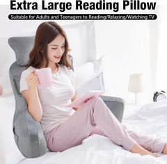 Pernă de citit pentru adulți în pat, 90x80cm (LxÎ) Spătar extra mare pentru citit cu suport detașabil pentru gât și braț de susținere, pernă de citit confortabilă pentru pat, canapea sau spătar pe podea