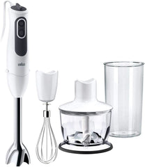 Braun Multiquick 3 MQ 3135 Batidora de salsas - Pürierstab Mit 11 Geschwindigkeiten plus Turbo-Stufe & Edelstahl-Mixfuß, 750 Watt, Inkl. 600 ml mix-/messbecher, schneebesen & zerkleinerer, weiß/grau cocina naty shop single mq 3135 - 3 en 1
