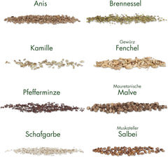 Set de semillas de té: 8 variedades de semillas para balcón y jardín - menta, manzanilla, anís, ortiga, malva - semillas de plantas - té - caja de té - Plantas OwnGrown