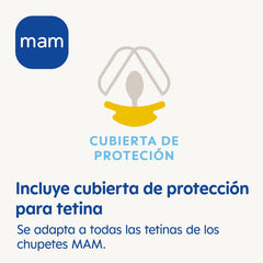 Suzetă MAM, adaptabilă la toate tipurile de suzete, inele de dentiție și jucării, lungime reglabilă, inclusiv husă pentru tetină, lavabilă, albastră, 1 bucată