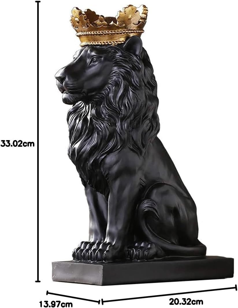 Crown Lion Statue, Sculpturi negre, Figurine de leu din rășină pentru bărbați, Art Statue Ornaments pentru Home Office Living Room Bookshelf Table Desk Housewarming Décor Statuete si sculpturi Naty Shop