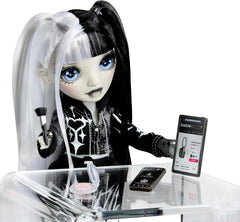 Noaptea fetelor Rainbow High Shadow High – Heather Grayson – Păpușă la modă de 28 cm în nuanțe de gri, păr și ținută alb-negru cu accesorii și pieptene – Pentru colecționari și copii cu vârsta de 6 ani și peste