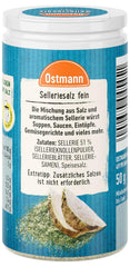 Ostmann Gewürze - Sal de apio | Zum Verfeinern zährlicher herzhafter Gerichte | Reciclado, nachfüllbare Streudose | 50 g en un colador
