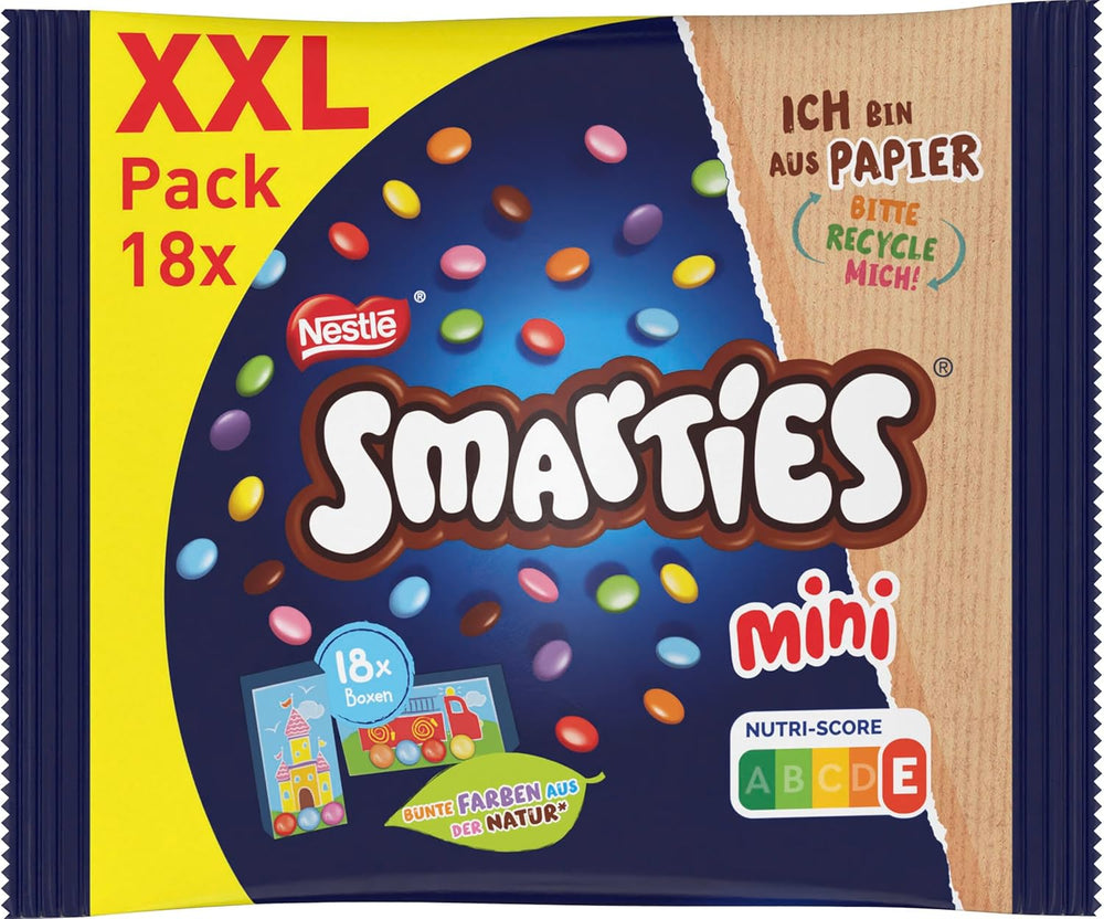 Nestlé SMARTIES Bolsitas Mini XXL, lentejas de colores con chocolate, ideales para compartir y disfrutar con familiares y amigos, colores naturales, envase reciclable, 1 paquete (1 x 259g)