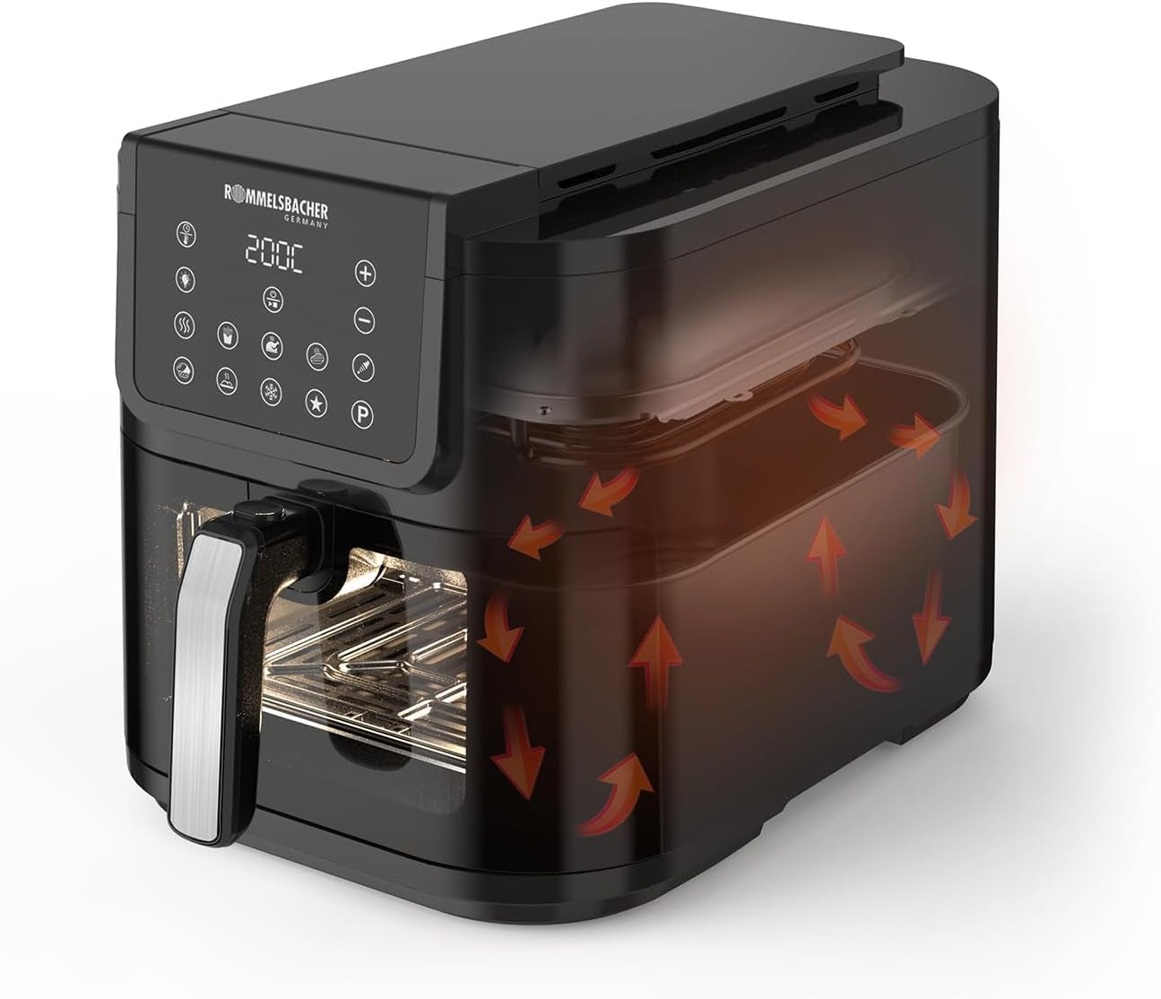 ROMMELSBACHER Friteuză cu aer cald cu fereastra FRH 1700, 10 programe, silentioasa Electrocasnice Naty Shop