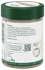 Fuchs Gewürze - Kümmel gemahlen - klassisches Gewürze für daftige Gerichte wie Chili con Carne - ingredientes naturales - 55 g en wiederverwendbarer, recyclebarer Dosis