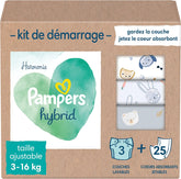 Pampers - Paquete básico Harmony Hybrid, 3 pañales lavables + 25 capas superiores desechables - 1 paquete