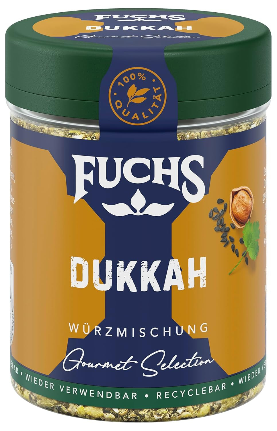 Fuchs Gewürze Gourmet Selection Naher Osten-Afrika – Dukkah Gewürzmischung, nachfüllbarer Gewürz Mix, zum Verfeinern von Fisch und Lamm, vegano, 50 g