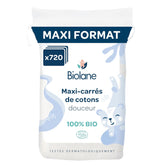 BIOLANE 12 Compresas Húmedas Maxi Cuadradas - Bebés - 100% Orgánico - 720 Algodón - para pieles sensibles - Cambiador y Aseo - desde el nacimiento - fabricadas en Francia