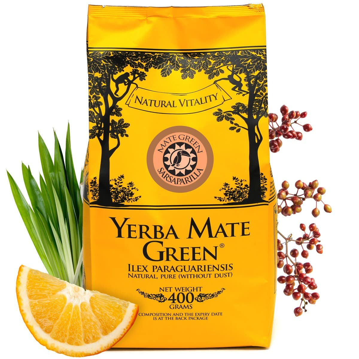 Yerba  SARSAPARILLA 400G ● Ceai Mate dulce și răcoritor ● Frunze de sarsaparilla ● Ceai Mate din frunze de mate ● Ceai Yebra Mate cu GUARANA 50G ● Ceai Yerba Mate cu frunze libere 450G ● Vegan