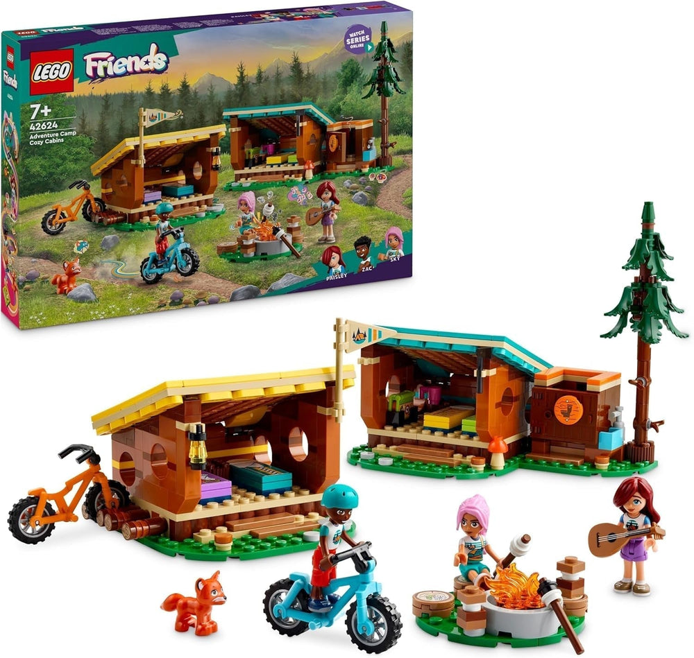 LEGO Friends Cabañas Acogedoras en el Campamento de Aventuras, Juego de rol al aire libre, Juguete infantil para niñas y niños de 7 años con 3 figuras y un zorro, Juguete para acampar 42624 Juegos de construcción Besuche den LEGO-Store Default Title