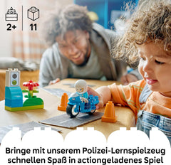 LEGO DUPLO Moto de policía azul - Lernspielzeug zur Förderung der Motorik für Kleinkinder - incl. Motorrad, Polizisten Figur und Verkehrsampel - Geschenk für Jungen und Mädchen ab 2 Jahren - 10471