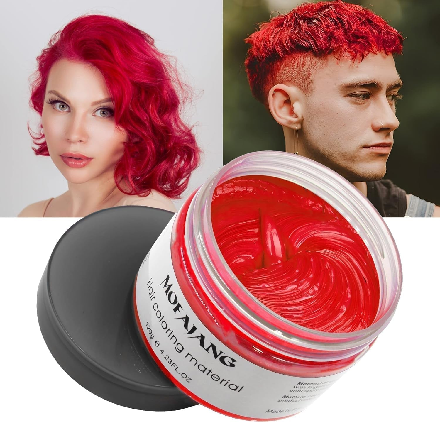 Culoare temporară a părului, Styling Hair Tone pentru bărbați femei, Pomadă pentru coafură naturală, Ceară pentru vopsirea părului pentru petreceri, Cosplay și Halloween, 4.23 oz (Silver Grey) Vopsea pentru par Naty Shop 7 Roșu