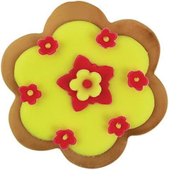 6 buc. decupaje din plastic FLOWER pentru glazură, fondant, decorațiuni tort cu zahăr, 11,5 x 1 x 11,5 cm, fildeș