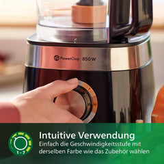 Philips Kompakte Küchenmaschine – 850W, 31 Funktionen, 2.1-Liter-Behälter, Powerchop, Edelstahlklinge (HR7530/10) Bucatarie Naty Shop