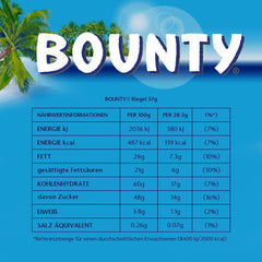 Barras de chocolate Bounty Sabor chocolate y coco 24 barras en un paquete (24 x 57 g)