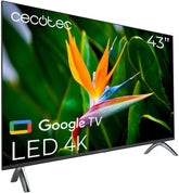 Televizor inteligent Cecotec - televizor LED de 43 de inci, rezoluție 4K UHD - seria A4 ALU40043S. Google TV, HDMI 2.1, USB 3.0, HDR10, 16 GB ROM, asistent vocal Google, Chromecast, Dolby Audio