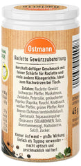 Ostmann Gewürze - Raclette Gewürzzubereitung | Zum Würzen von Käsegerichten | Reciclado, nachfüllbare Streudose | 45 g en Streuer