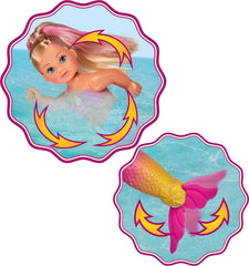 Simba 105733318 - Evi Love Swimming Mermaid, Evi como una sirena, Sabe nadar correctamente, Con figura de pez, Muñeco de vestir, 12cm, Para niños a partir de 3 años Muñecas Naty Shop