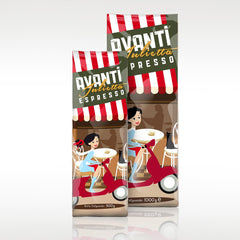 Boabe de cafea AVANTI Julietta Espresso, 500g, 70% Arabica 30% Robusta, prăjire tradițională în tambur