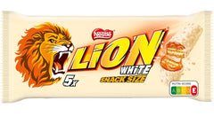 Nestlé LION Multipack, barras de chocolate con glaseado blanco, delicioso relleno de caramelo y oblea crujiente, paquete de caramelos a granel, 1 paquete (5 x 30 g)