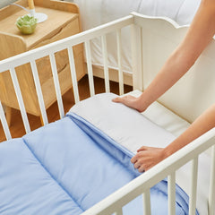 Pikolin Home - Edredón Reversible 300 G - Relleno Nórdico Bicolor - Para cuna de 60 - Relleno de plumas, cálido, transpirable, Azul/Blanco, 100 X 120 cm Edredones y edredones Naty Shop